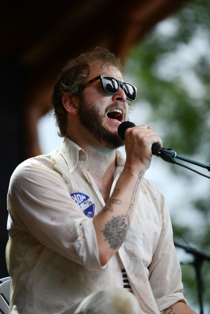 Eaux Claires cofounder Justin Vernon sings with Big Red Machine on Saturday, June 17, 2017 at Eaux Claires in Wisconsin. 