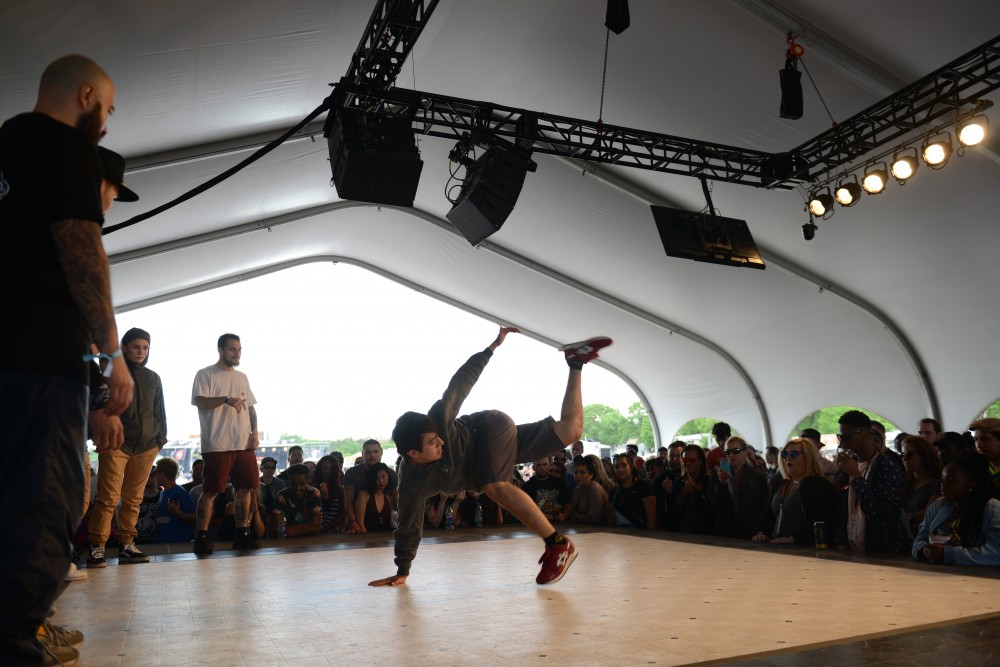 Dancers perform in the Essential Elements Tent at Soundset 2017.