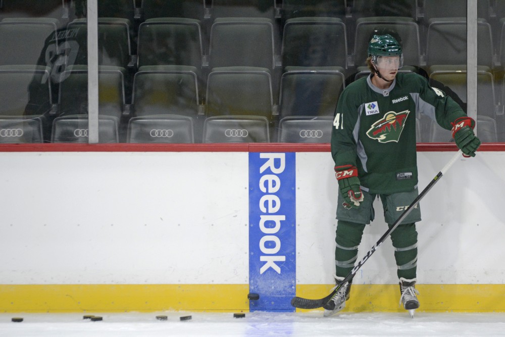 Justin Kloos practices on Saturday, July 8 in the Excel Energy Center. The Minnesota Wild Development Camp runs from July 8 to 13.