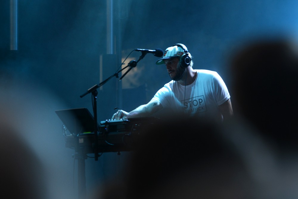 Headliner Justin Vernon of Bon Iver plays to a sold out crowd at Rock the Garden on July 22, 2017 at the Walker Art Center. 