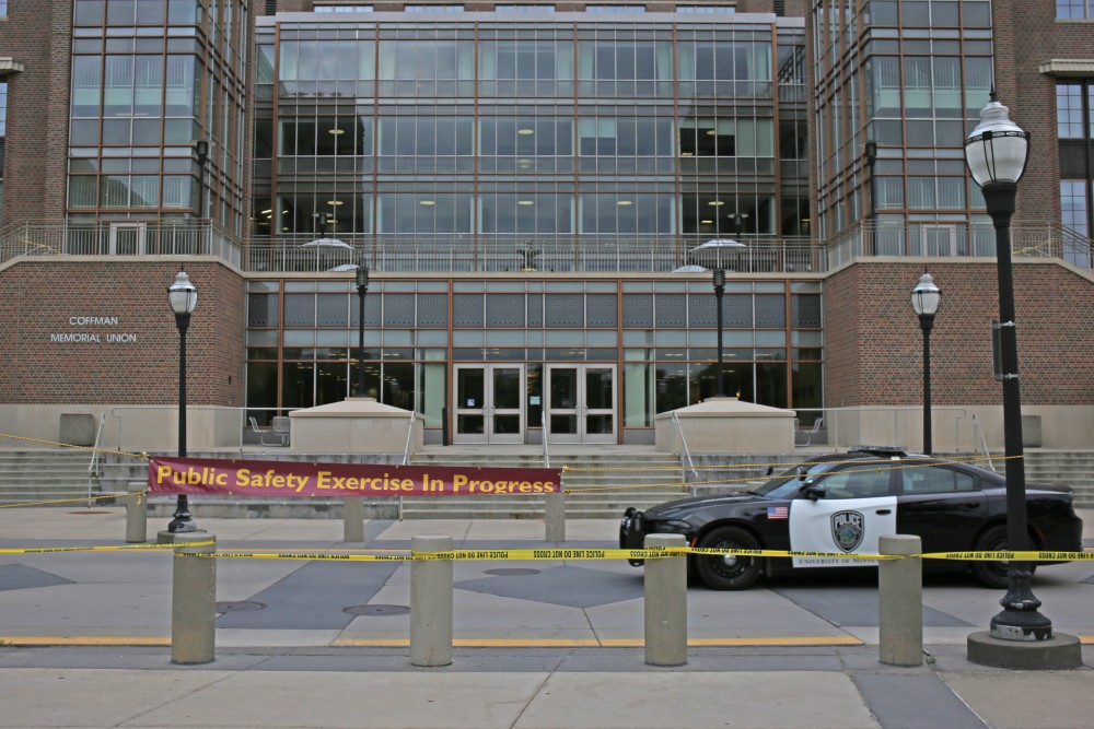 A public safety exercise took place in Coffman Memorial Union on Tuesday, July 25, 2017. The building and surrounding area was blocked off from 5 pm until midnight.