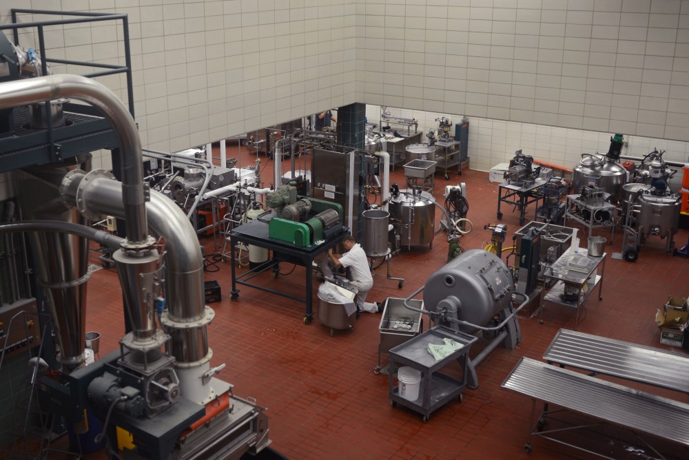A view inside the the plant used to produce a variety of dairy products sold at the food product sales room on St. Paul campus. 