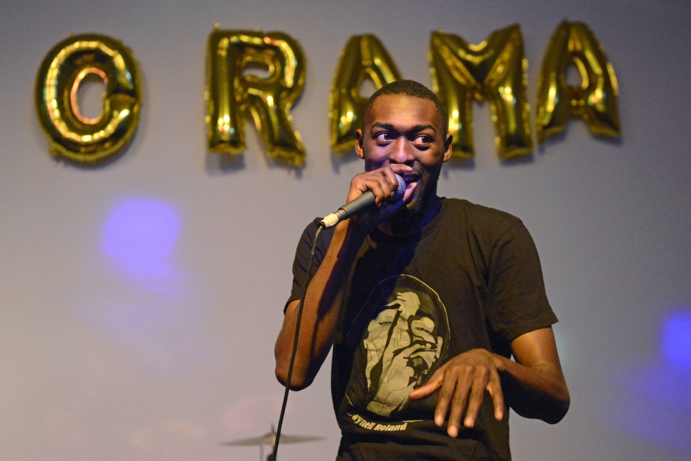 Local rap artist, Dwynell Roland, performs during WAM-O-Rama on Friday Sept. 8 at the Weisman Art Museum. 