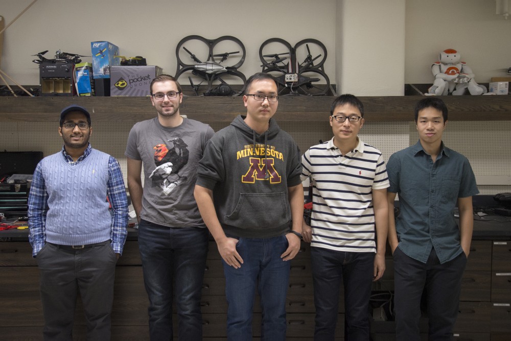 From left, Stephen Mylabathula, Leo Neira, Yang Yang, Kejian Wu, and Tien Do are some of the individuals currently testing and creating A.I. and V.R. software at the MARS lab on Friday, Sept. 29.
