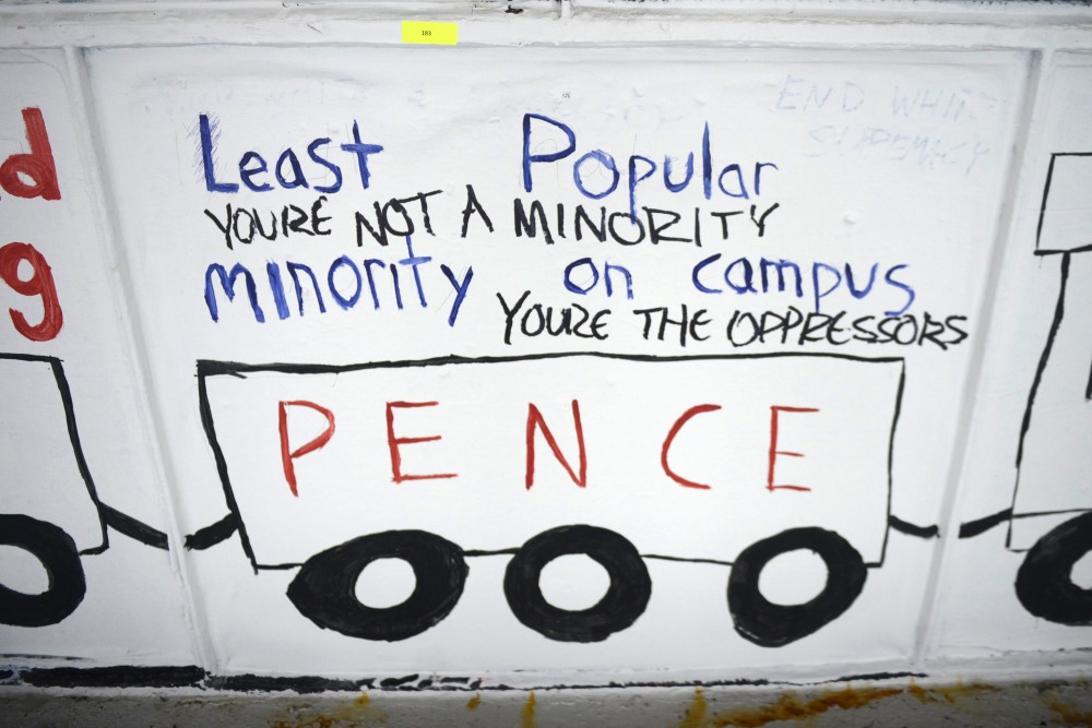The University of Minnesota student group College Republicans mural as seen on Friday.
