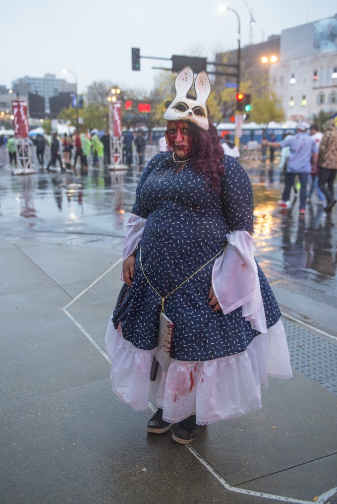 Tiffany Emerson shows off her zombie style during the Zombie Pub Crawl on Saturday, Oct. 14 in downtown Minneapolis.