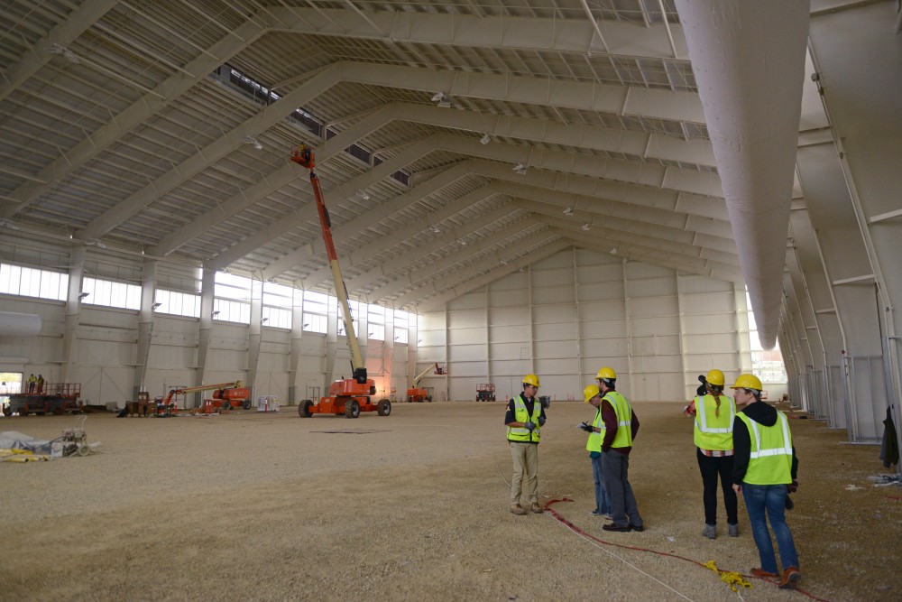 A view inside the new indoor football field at the Athletes Village complex on Thursday, Oct. 12.