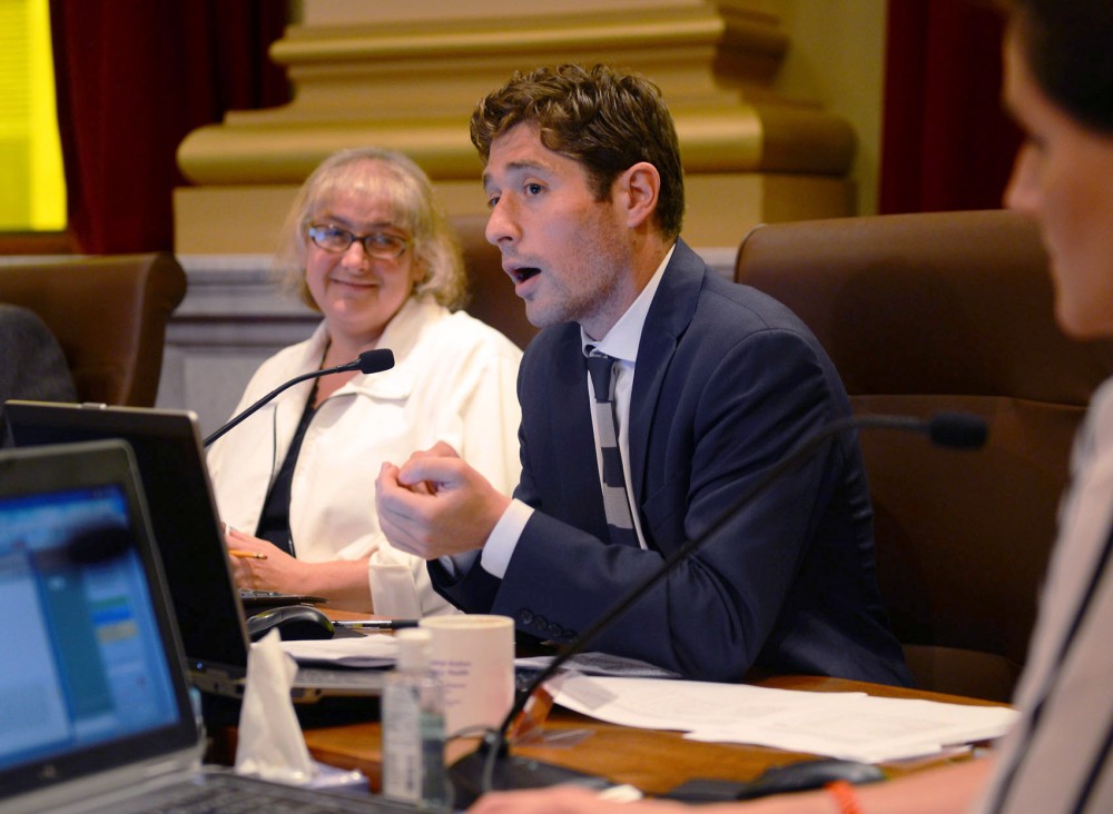 Minneapolis Mayor-elect Jacob Frey speaks at a meeting at City Hall on Friday, July 10, 2014.