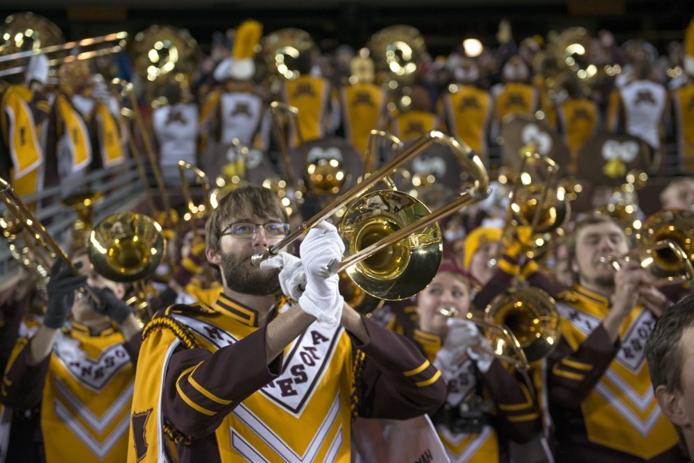 The band closes out the game after the Gophers were defeated by the Badgers on Saturday, Nov. 25 at TCF Bank Stadium. 