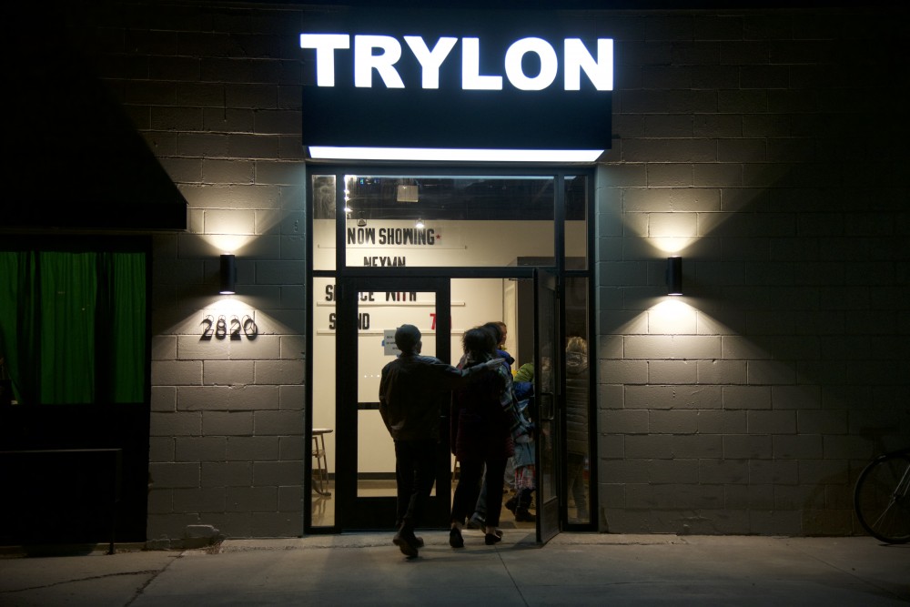 Guests enter Trylon Cinema for a selection of 8 and 16mm films by University of Minnesota arts professor Sam Hoolihan on Wednesday, Nov. 29.