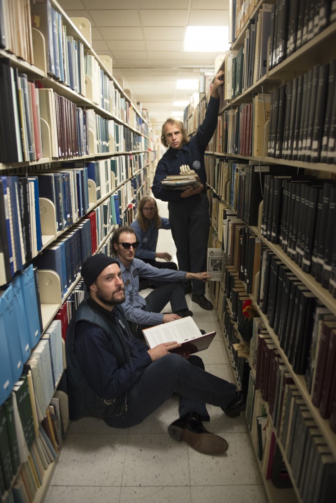 Local punk band Uranium Club pose for portraits in Wilson Library on West Bank on Sunday, Dec. 3. 