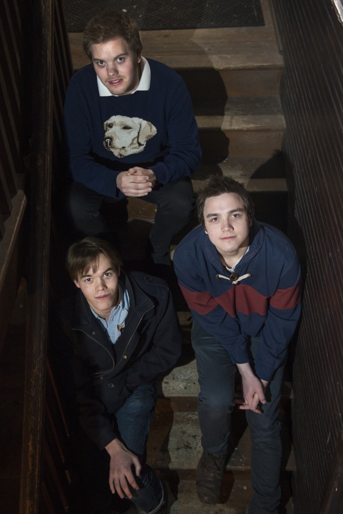 From left, Evan, Colin and Cameron Campbell of The Shackletons pose for a portrait in their home on Tuesday, Jan. 16.