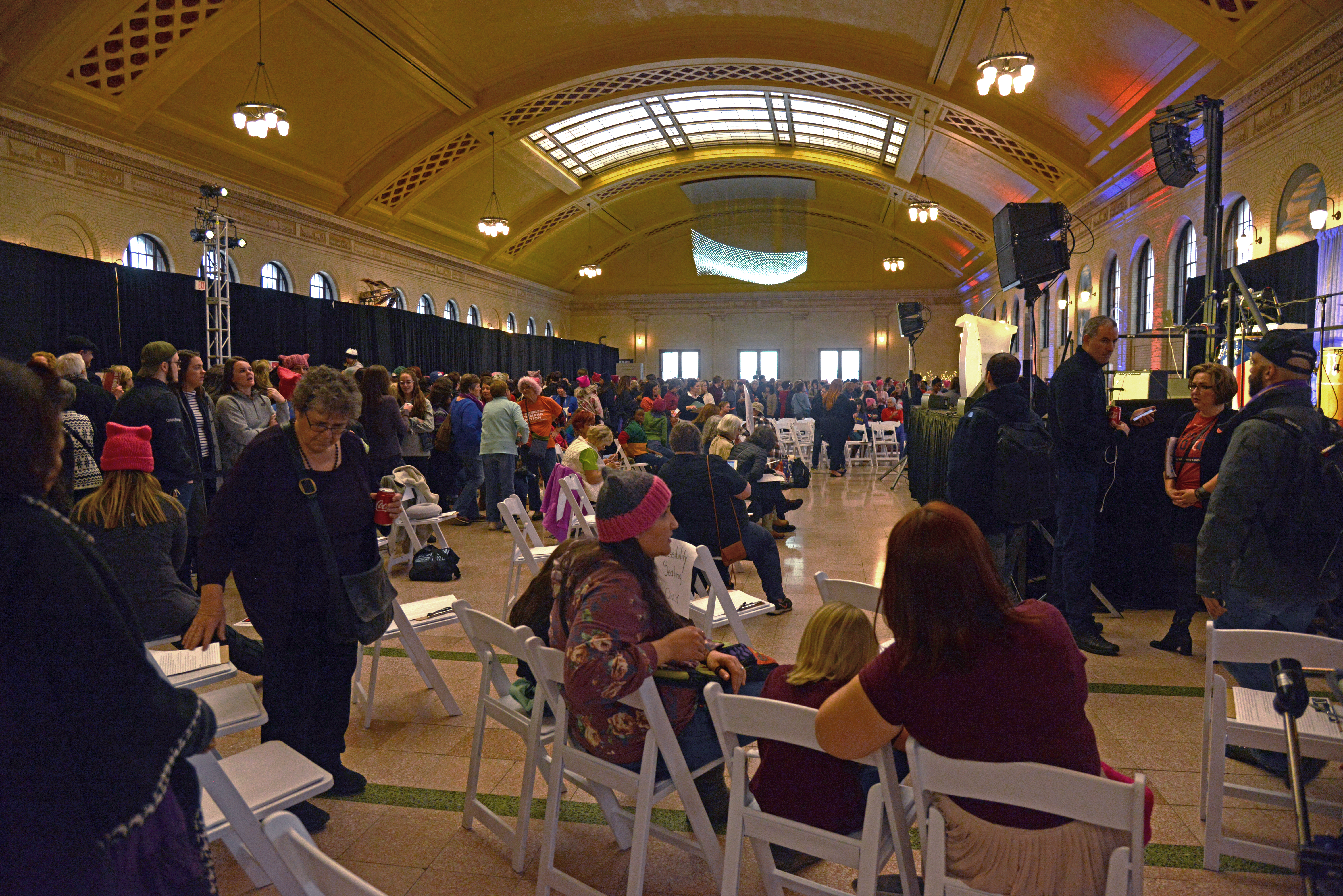 People from all over Minnesota gathered to attend the Hear Our Voice Womens March event at the Union Depot in St. Paul on Sunday, Jan. 21, 2018.