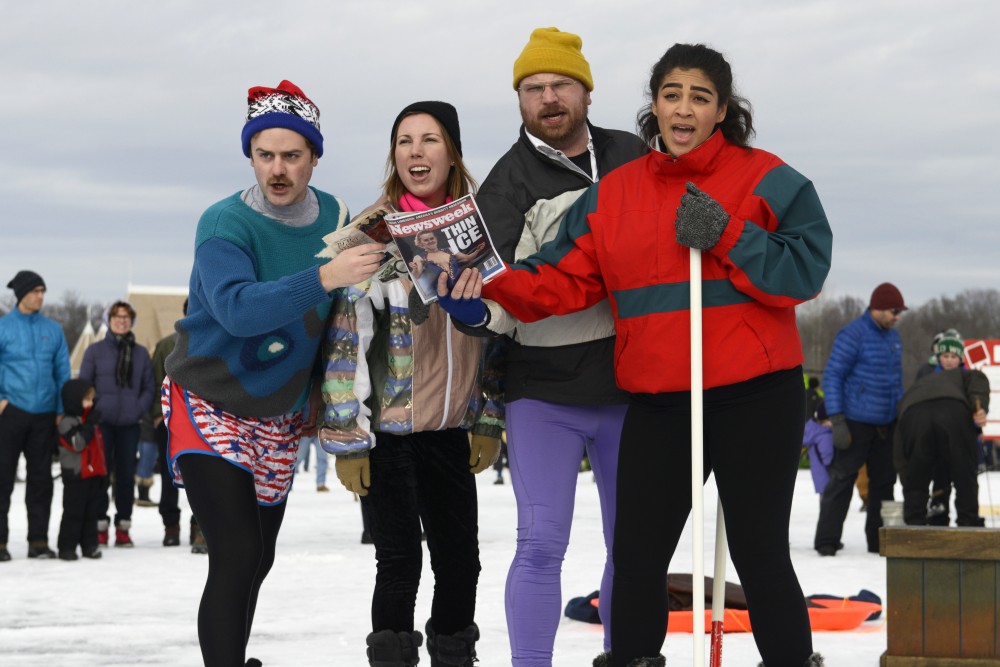 Performers in the artist group Mixed Precipitation perform Tonya and Nancy: The Opera during the Art Shanty Projects event on Lake Harriet in Minneapolis on Satuday, Jan. 20. 