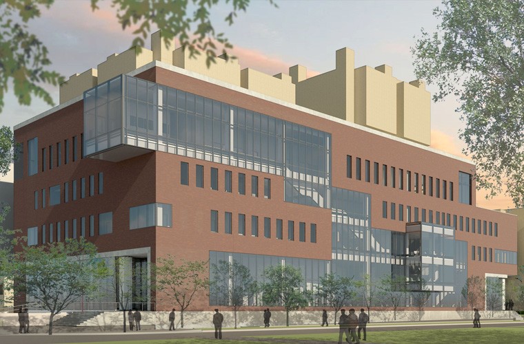 A rendering of the new Health Sciences Education Center which will be located on the corner of Harvard Street Southeast and Delaware Street Southeast.