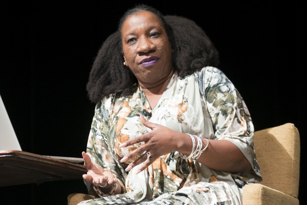 #MeToo founder Tarana Burke speaks to students during her appearance at Coffman Union on Friday, Feb. 16.