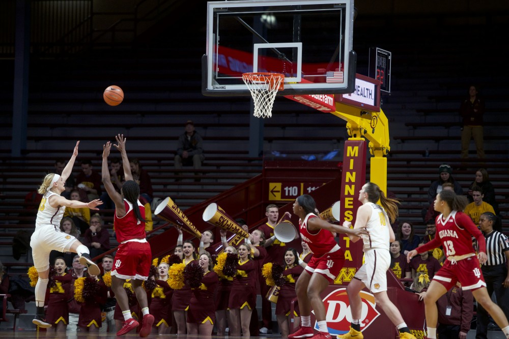 Guard Carlie Wagner takes a shot during the game against Indiana on Tuesday, Feb. 20 at Williams Arena. 