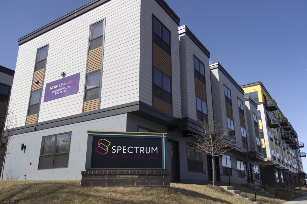 The Spectrum Apartments & Townhomes, as pictured on April 1, completed construction in 2017. Under city code, developers must pay park dedication fees to neighborhood organizations for projects planned after January 2014.
