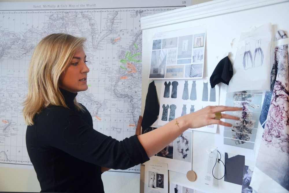 Univeristy of Minnesota graduate Allison Quinell goes through the inspirations for her collection in her apartment studio in the North Loop on Tuesday, April 3. Quinells Slate Collective debuts on April 23 at Le Méridien Chambers in downtown Minneapolis.