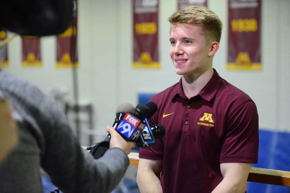 Shane Wiskus speaks to media during the press conference in Cooke Hall on Sunday, April 22, 2018.