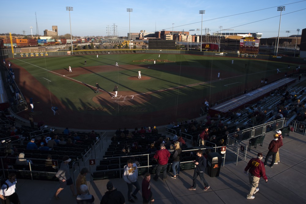 The Gophers baseball team takes the field during a game against South Dakota State at Siebert Field on Wednesday.