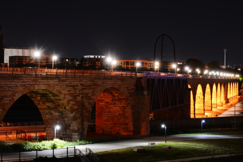 The Stone Arch Bridge is seen on May 26, 2018 in Minneapolis. The 135-year-old bridge received $1 million in repair funding from the state bonding bill.