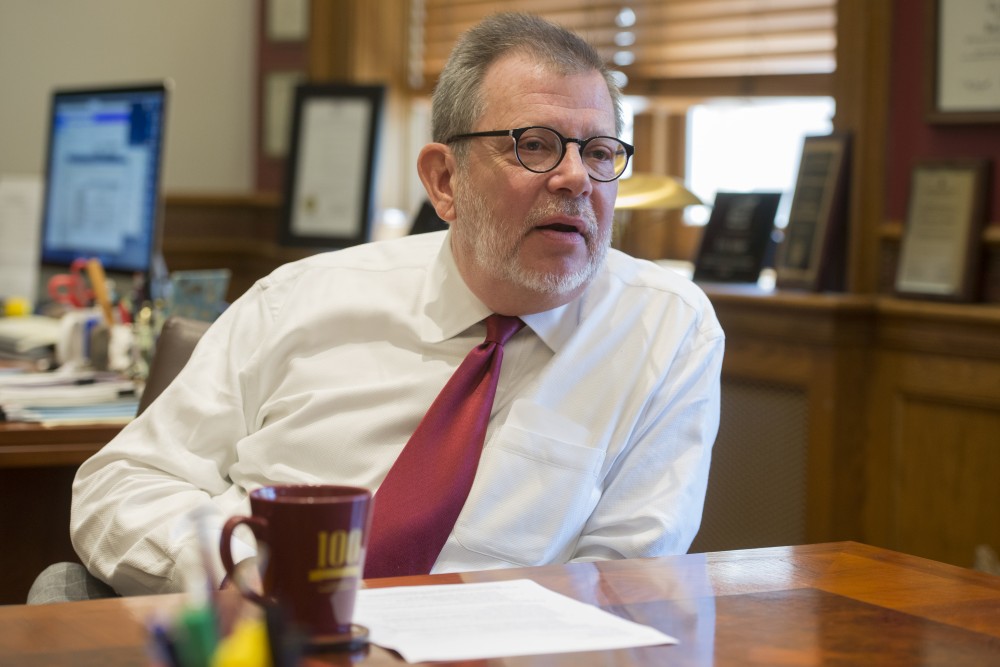 University President Eric Kaler answers questions for the Minnesota Daily on Tuesday, July 10, 2018 at his office at Morrill Hall.
