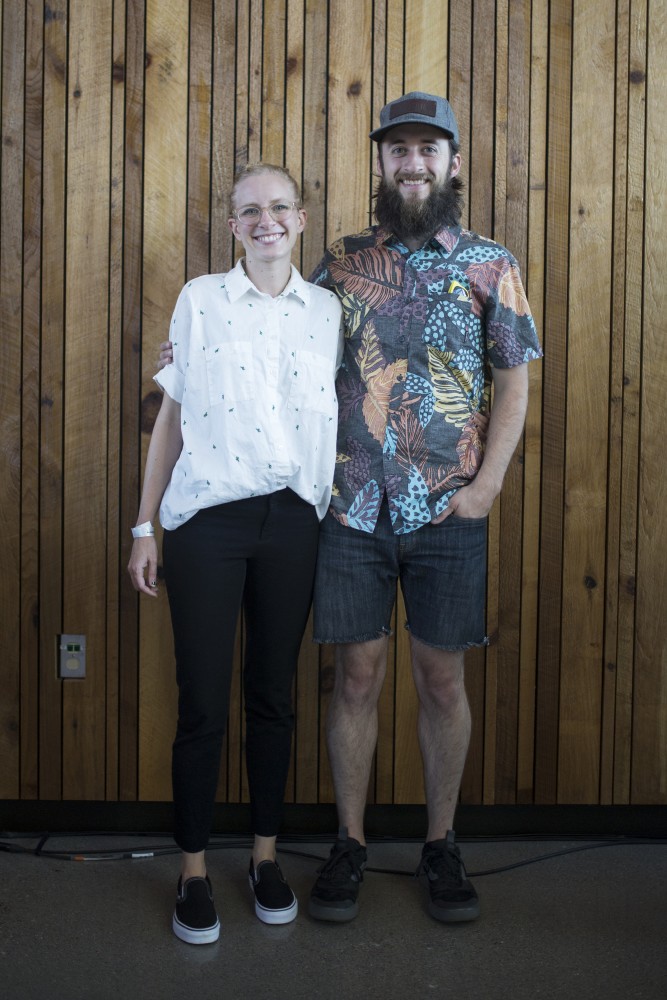Liz Placzek and Ryan Placzek pose for a portrait at the Bell Museum.