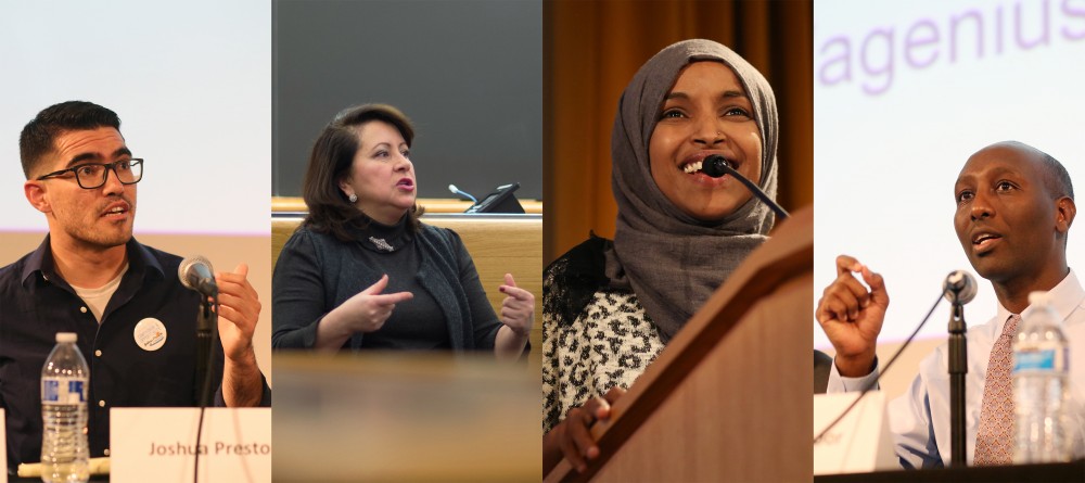 From left, Joshua Preston, Patricia Torres Ray, Ilhan Omar and Mohamud Noor.