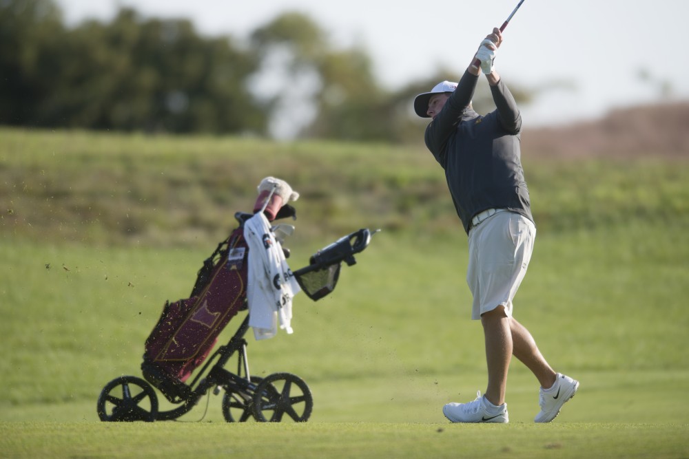 Sophomore Evan Long plays during the Gopher Invitational on Sunday, Sept. 9 at Windsong Farm Golf Club in Maple Plain, Minnesota.