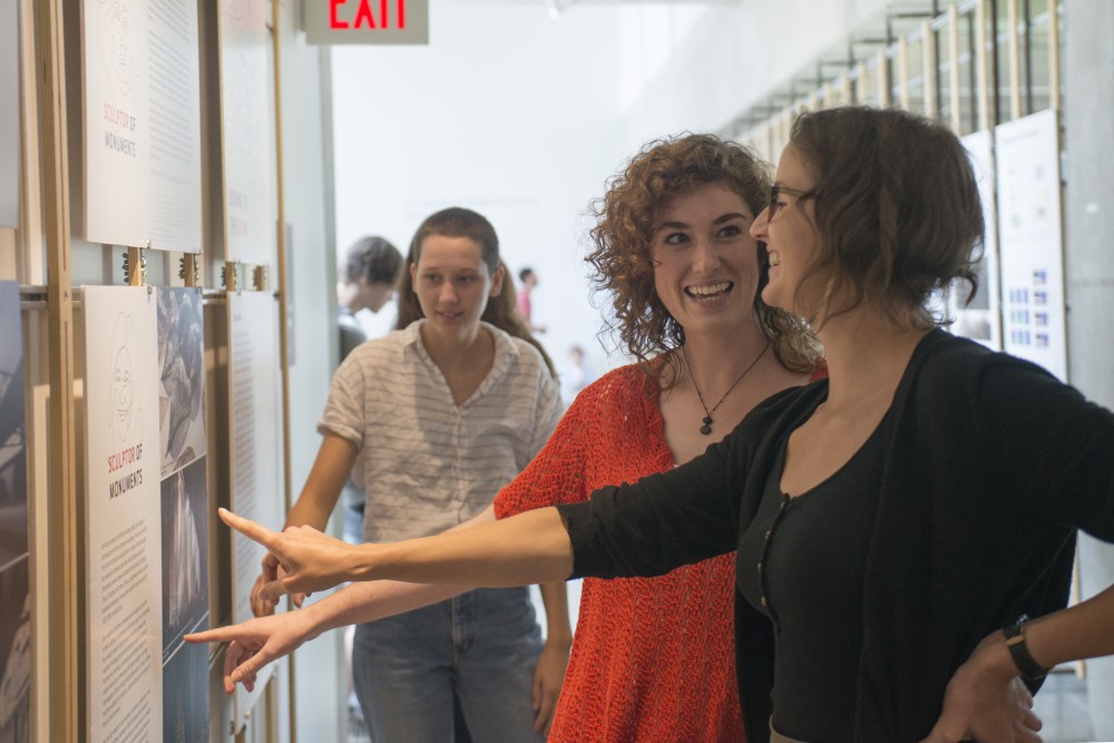 The exhibit, Gendering Architecture, Architecting Gender, put on by Women in Architecture Student Organization, or WiASO, is shown on Thursday, Sept. 13 in Rapson Hall. The exhibit displays the work that female architects are doing at the university. 