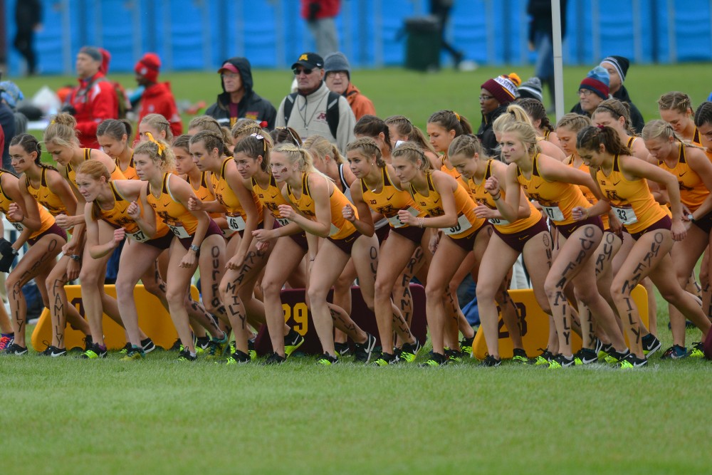 Gopher womens cross country prepares to run the 33rd annual Roy Griak Invitational at Les Bolstad Golf Course on Saturday, Sept. 29, 2019.