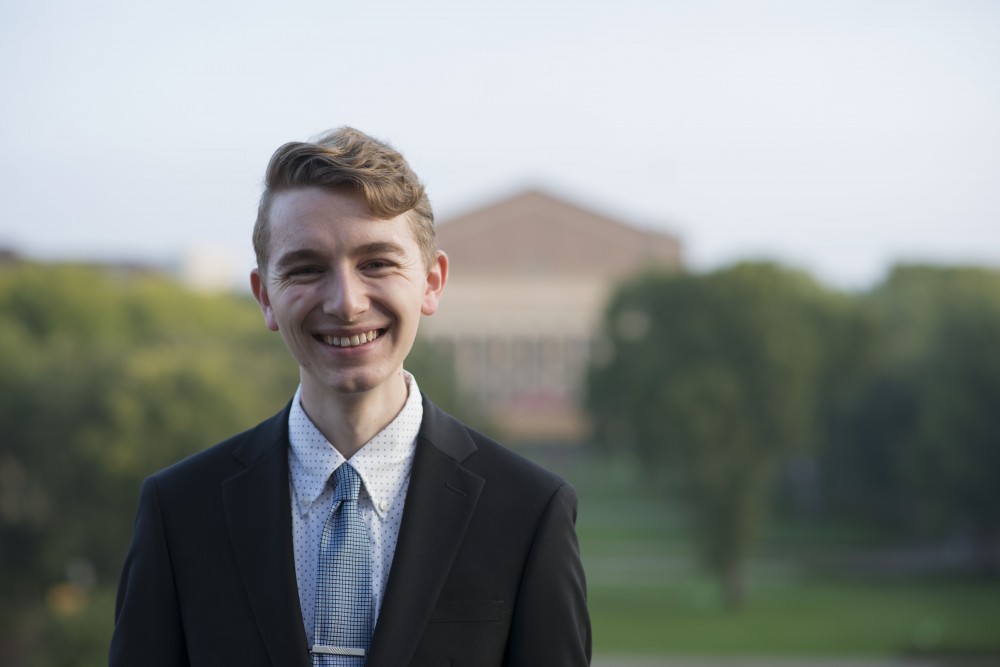 Student Representative to the Board of Regents Austin Kraft poses for a portrait outside of Coffman Memorial Union on Wednesday, Oct. 3.