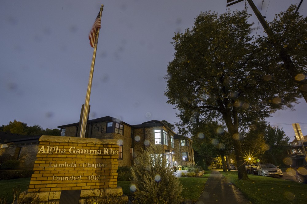 Alpha Gamma Rho is seen on Wednesday, Oct. 10 near the Saint Paul campus. A member of the fraternity died as a result of alcohol-related complications in September.
