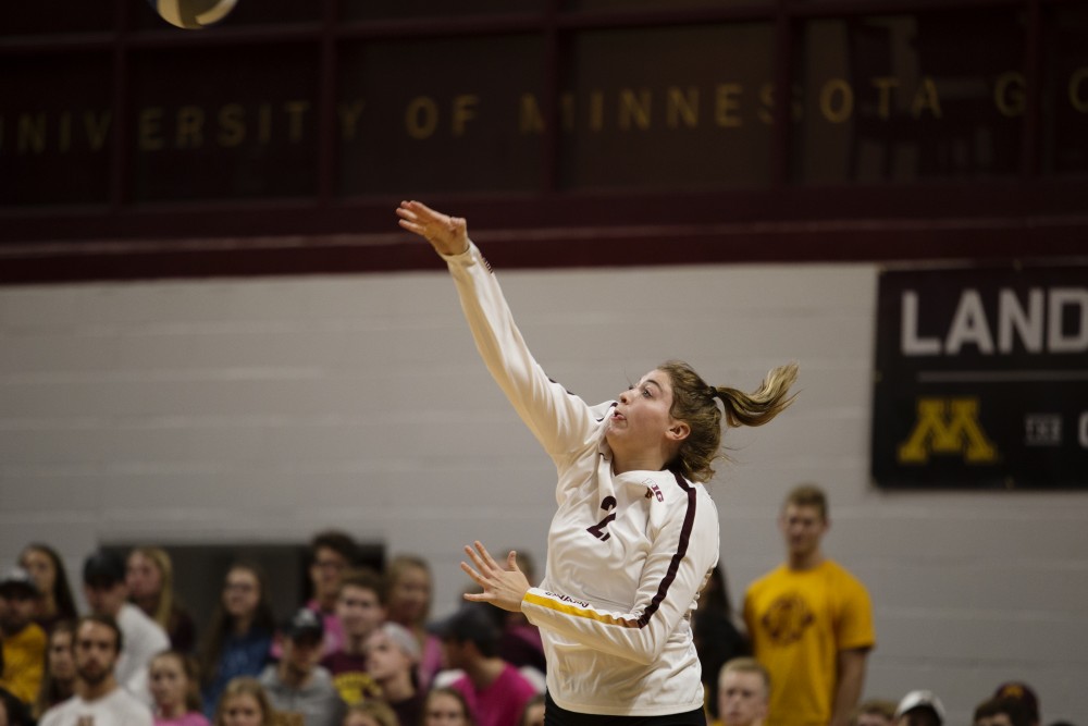 Regan Pittman serves the ball during the game against the Northwestern Wildcats on Saturday, Oct. 13. 