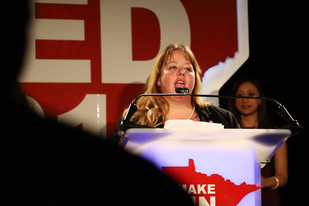 Republican runner up for the fifth congressional House seat in Minnesota Jennifer Zielinski gives her concessionspeech on Tuesday, Nov. 6 at the Double Tree in Bloomington.