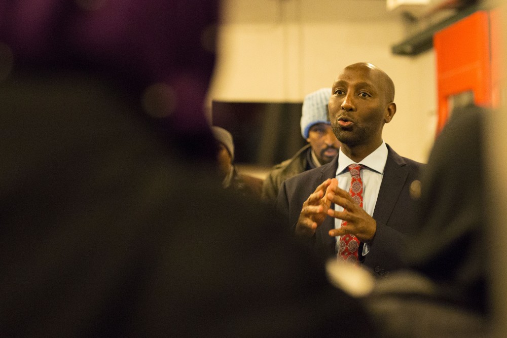 Democratic candidate Mohamud Noor at his election party on Tuesday, Nov. 6 at Mixed Blood Theater on West Bank. He was elected to represent the Minnesota House of Representatives District 60B.