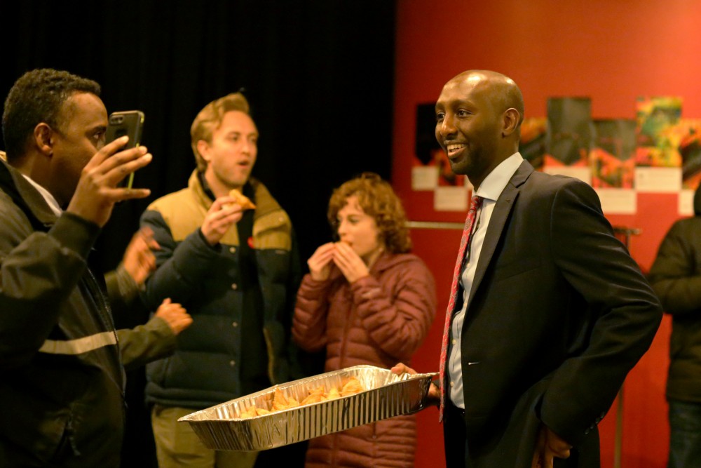 Democratic Candidate Mohamud Noor at his election party on Tuesday, Nov. 6 at Mixed Blood Theater on West Bank. He was elected to represent the Minnesota House of Representatives District 60B.