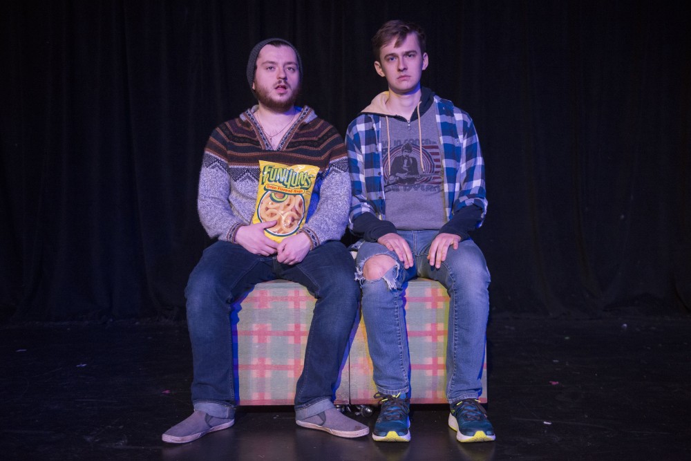 Jake Mierva and Danylo Loutchko, writers and directors of The Birds; Or Pete & Earl Want WiFi, pose for a portrait at the Phoenix Theater on Saturday, Feb. 23. 