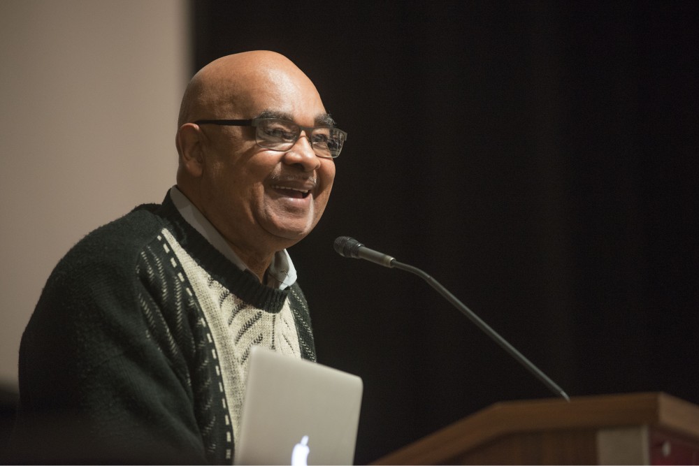 Horace Huntley, Ph.D., speaks in Coffman Memorial Union as part of the 50th Anniversary celebration of the African American & African Studies department at the University on Monday, Feb. 25. The departments creation was influenced in part by the Morrill Hall takeover of 1969, in which Huntley played a key role.