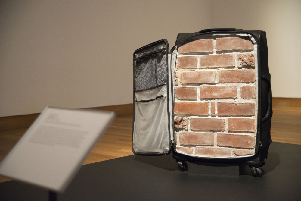 An art piece by Yoan Capote sits on display on Friday, Feb. 1 at the Weisman Art Museum on East Bank. The piece is part of an exhibition entitled Baggage Claims which will be on display until May 12. 
