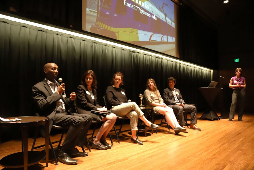 Minnesota House Representative Mohamud Noor speaks during a discussion on Tuesday, April 16 at Northrop Auditorium. People from the University, state lawmakers and environmental experts met to discuss an exchange with Germany to discuss ideas about renewable energy and climate change. 