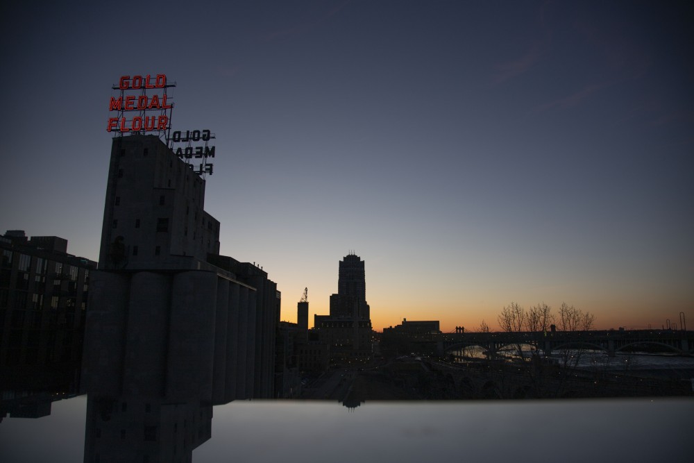8:14 p.m.
The sunset from the Guthrie Theater balcony.