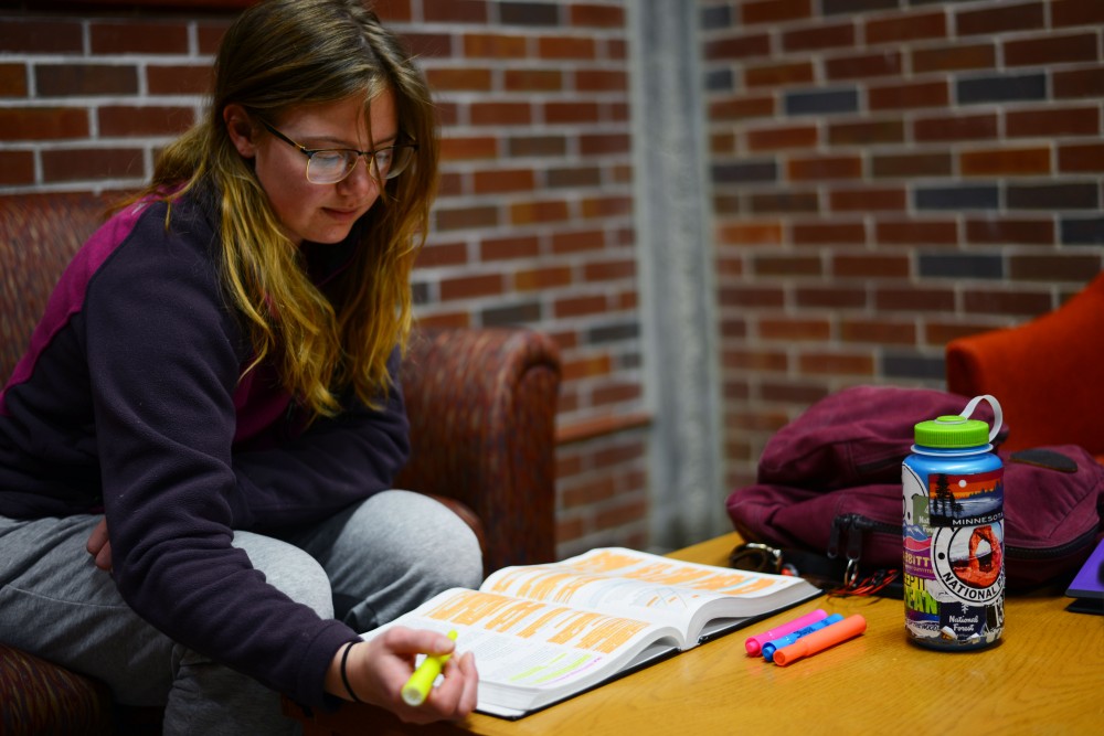 2:00 a.m.
Senior Melissa Carlson studies SMART Learning Commons. “I’m studying for an exam, but I got tired so I took a nap. So it hasn’t been very productive...but I feel a lot more energized. So hopefully I can study for like 10 hours and pass this.” The test is a 12:50 p.m. tomorrow. She is planning on staying up for the rest of the night. 