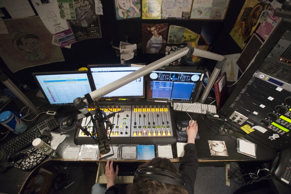3:30 a.m.
Marketing student Abi Nesbitt works from 2 a.m. to 4 a.m. as a DJ at Radio K, the campus radio station. Nesbitt will go home to sleep before her 11 a.m. shift starts. 