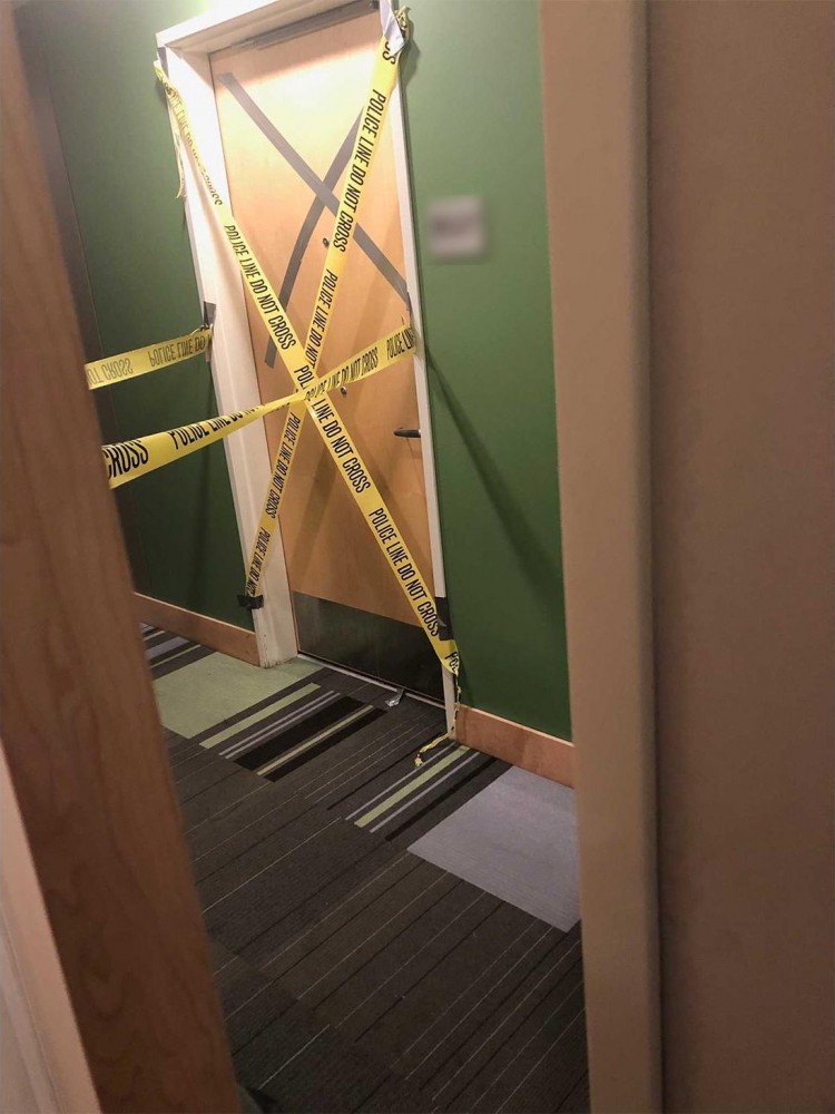The room in the Marshall which reportedly contained ricin has been blocked off by police. The room number is censored by the Minnesota Daily to protect individual privacy. 