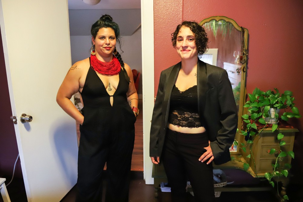 Marisol Herling and Taja Will show off their prom outfits on Saturday, June 15 in Minneapolis. 