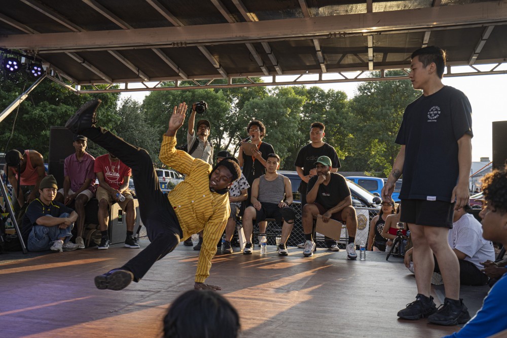 A breakdancing battle takes place on Saturday, July 6 in St. Paul for the annual Little Mekong Night Market. Two teams of 5 faced off for a $100 prize. 