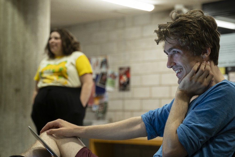 Director Nick Saxton watches a rehearsal scene for his show, Hot Air on Sunday, July 7 in Rarig Hall.