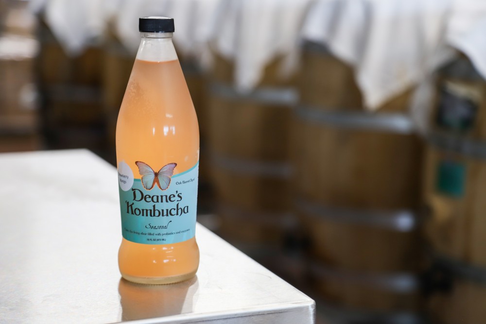 Hand-crafted Deanes Kombucha sits in Deanes Kombucha brewery on Saturday, July 13 in St. Paul. 